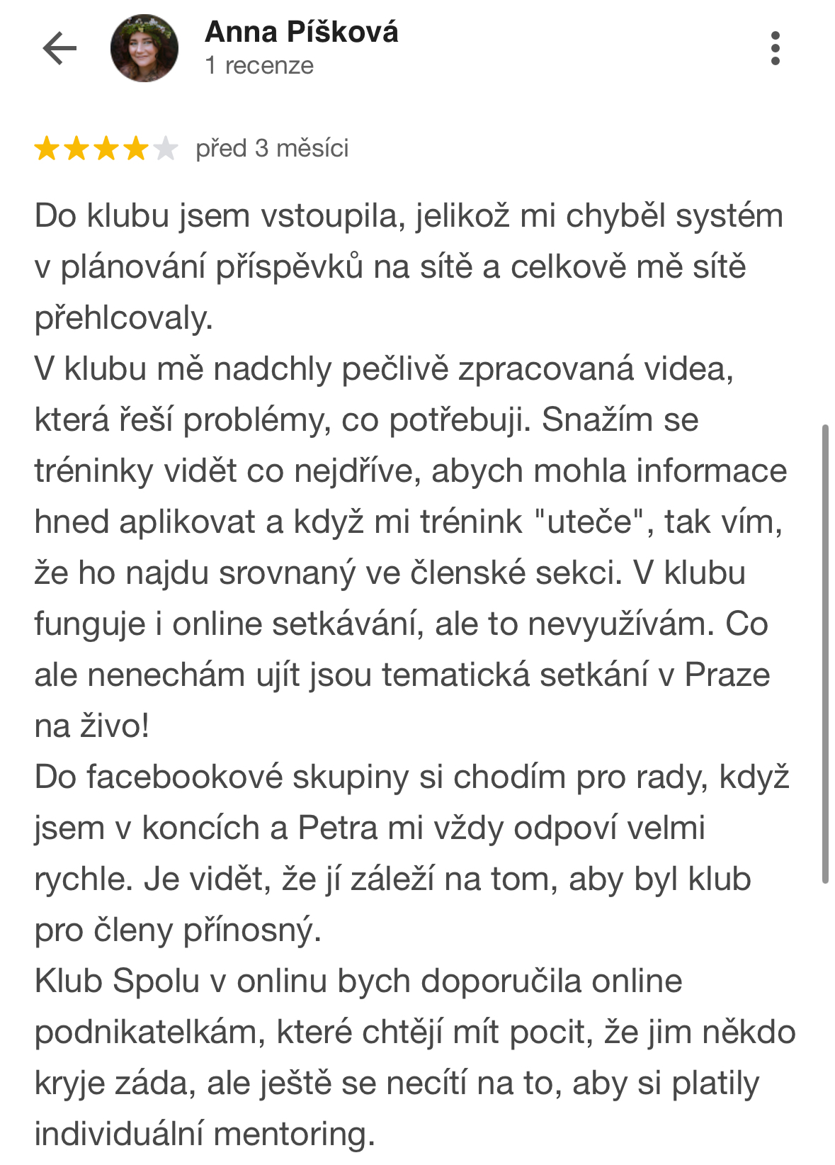 Google recenze, Anna Píšková