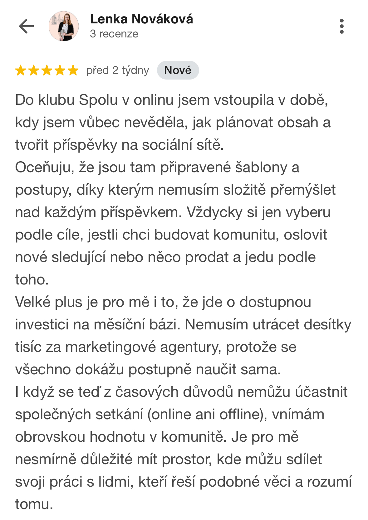 Google recenze, Lenka Nováková