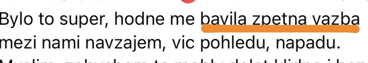 Reakce účastnice workshopu, bavila mě zpětná vazba